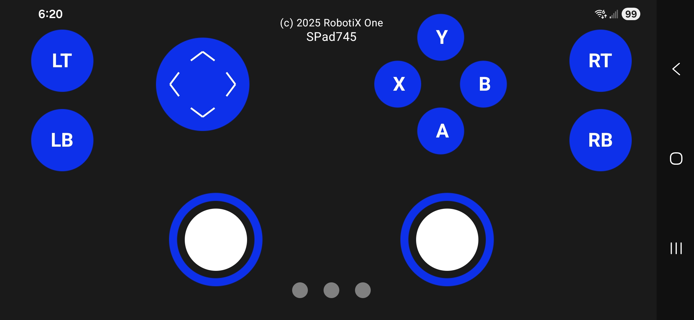 Android gamepad app screen showing where to find the BLE device name for DEV_NAME