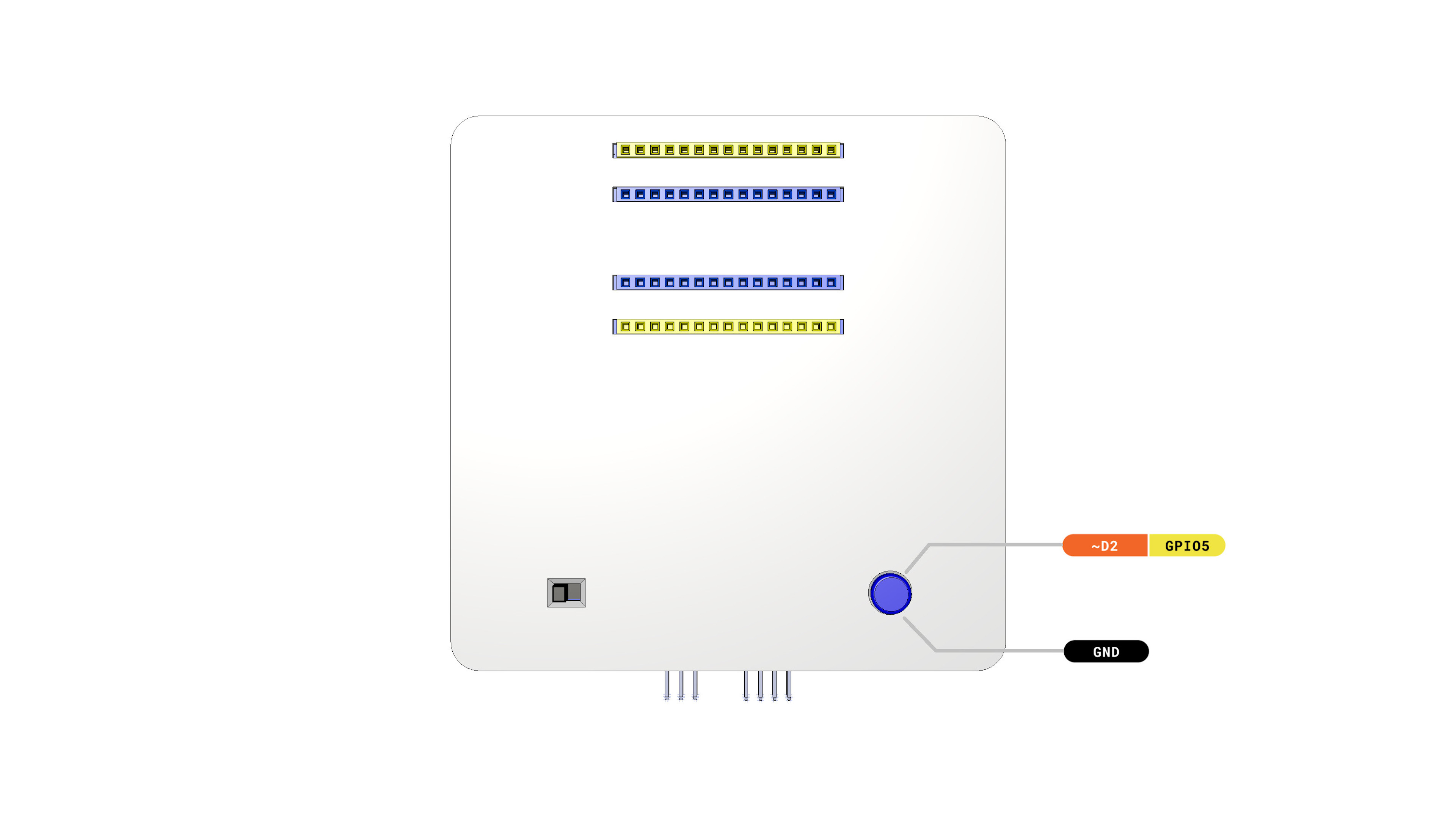 Stackr top view with user button pinout